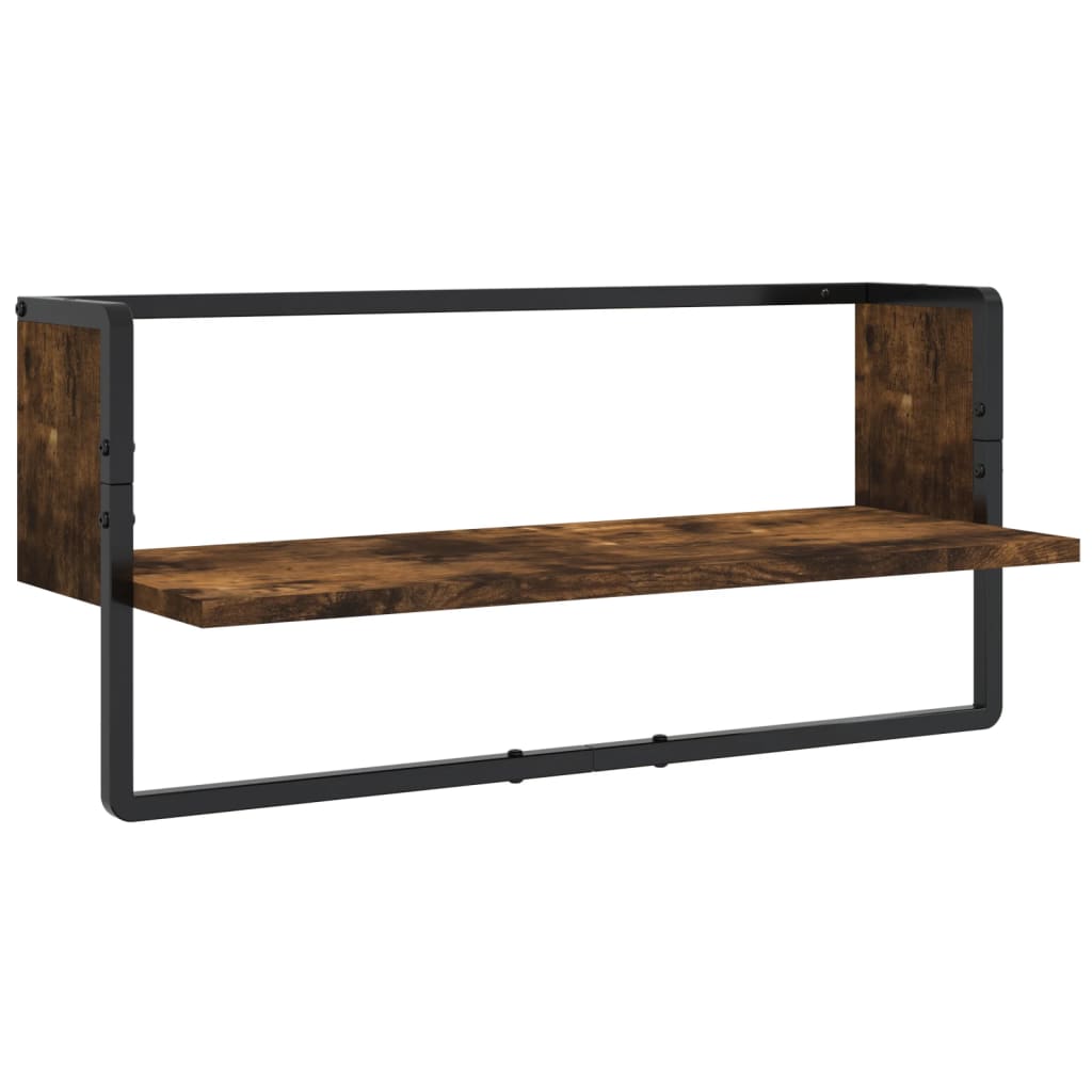 6 Piece Wall Shelf Set with Bars Smoked Oak Engineered Wood