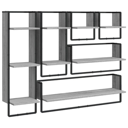 6 Piece Wall Shelf Set with Bars Grey Sonoma Engineered Wood