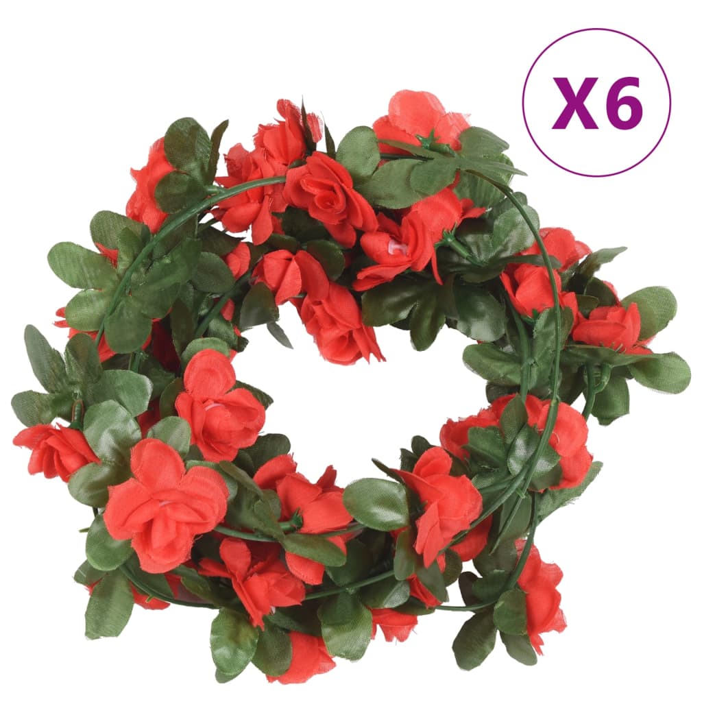 Flower Garlands 6 pcs Spring Red 250 cm
