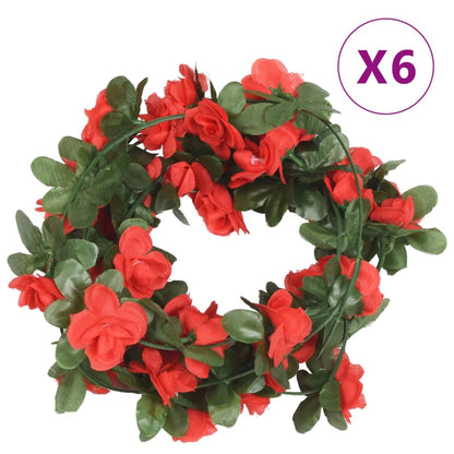 Flower Garlands 6 pcs Spring Red 250 cm
