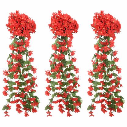 Flower Garlands 3 pcs Red 85 cm