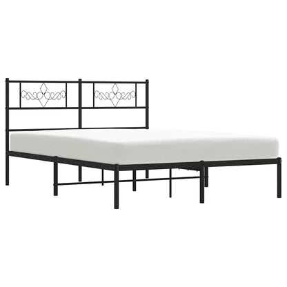 Metal Bed Frame without Mattress with Headboard Black 135x190cm