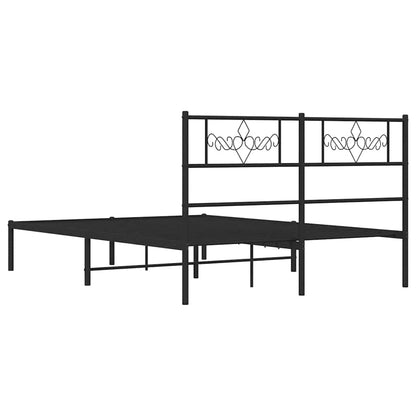 Metal Bed Frame without Mattress with Headboard Black 135x190cm