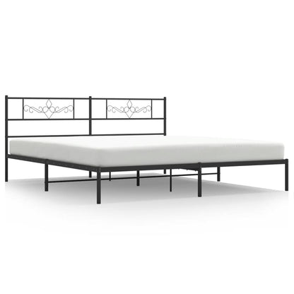 Metal Bed Frame without Mattress with Headboard Black 180x200cm