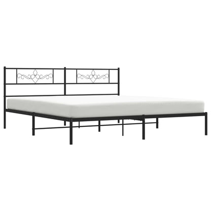 Metal Bed Frame without Mattress with Headboard Black 180x200cm