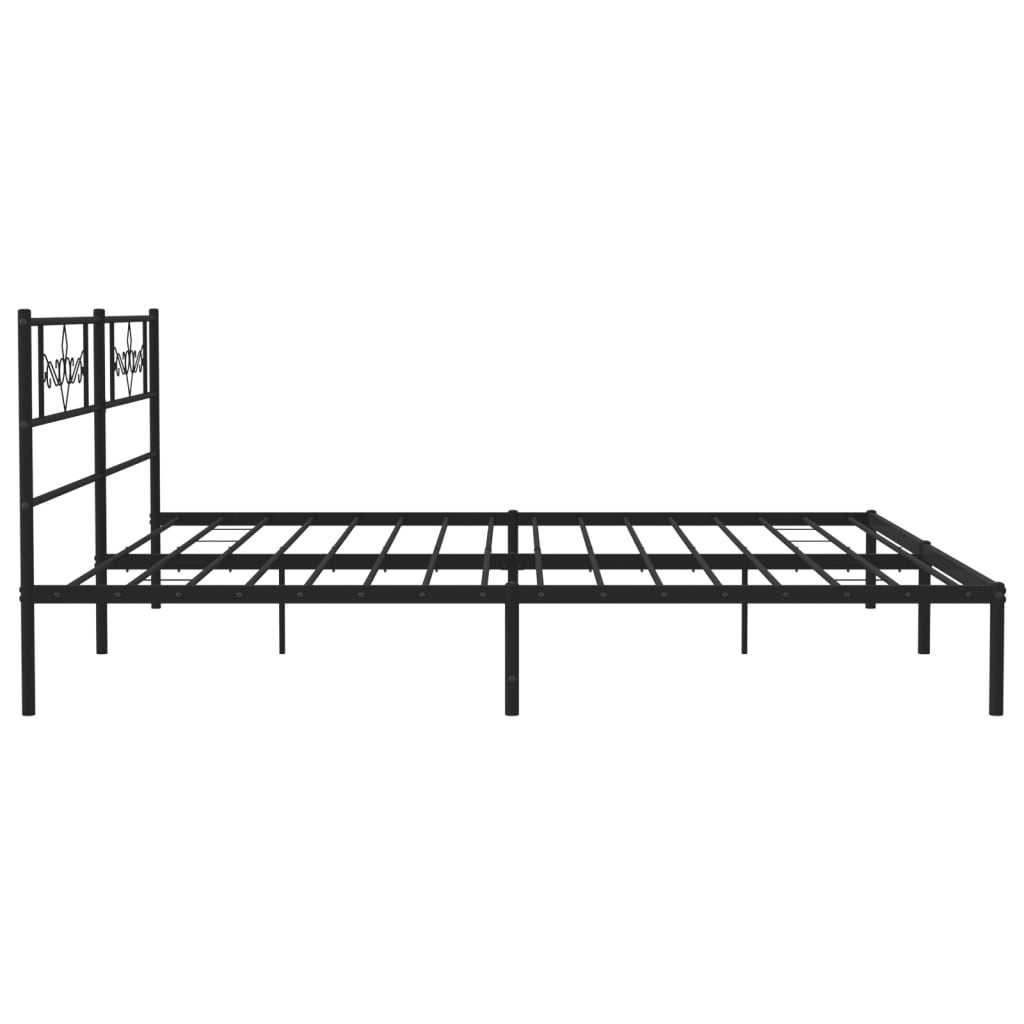 Metal Bed Frame without Mattress with Headboard Black 180x200cm
