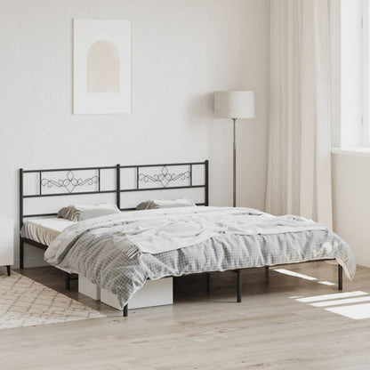 Metal Bed Frame without Mattress with Headboard Black 180x200cm
