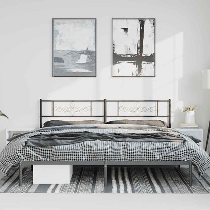 Metal Bed Frame without Mattress with Headboard Black 183x213cm