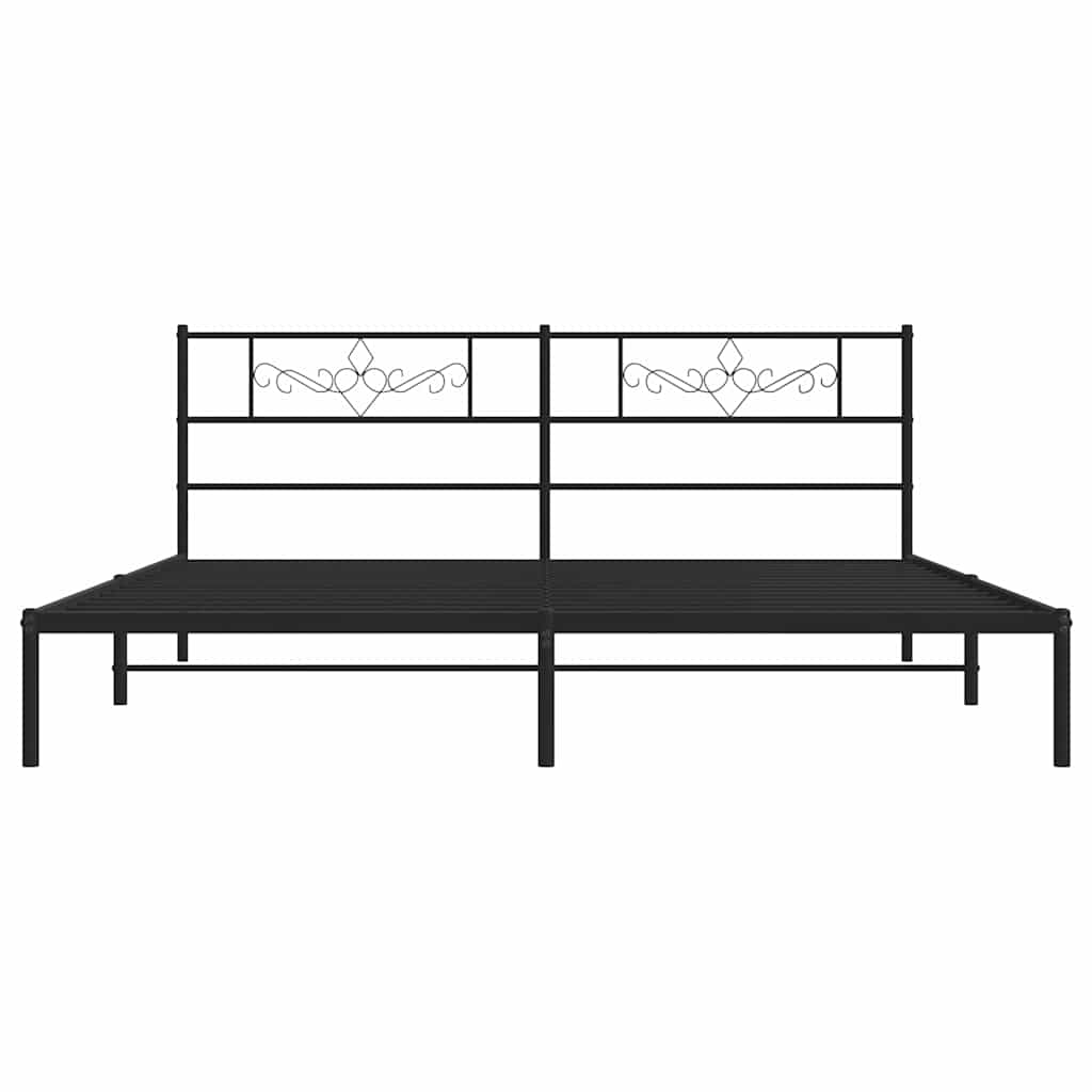Metal Bed Frame without Mattress with Headboard Black 183x213cm