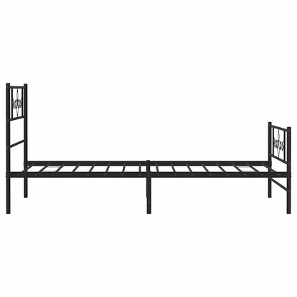 Metal Bed Frame without Mattress with Footboard Black 100x190cm