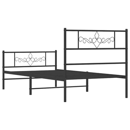 Metal Bed Frame without Mattress with Footboard Black 100x190cm