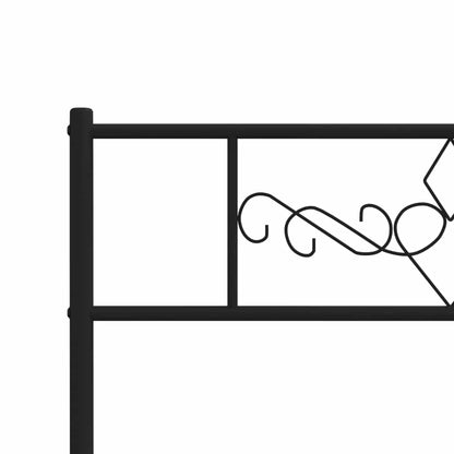 Metal Bed Frame without Mattress with Footboard Black 100x190cm