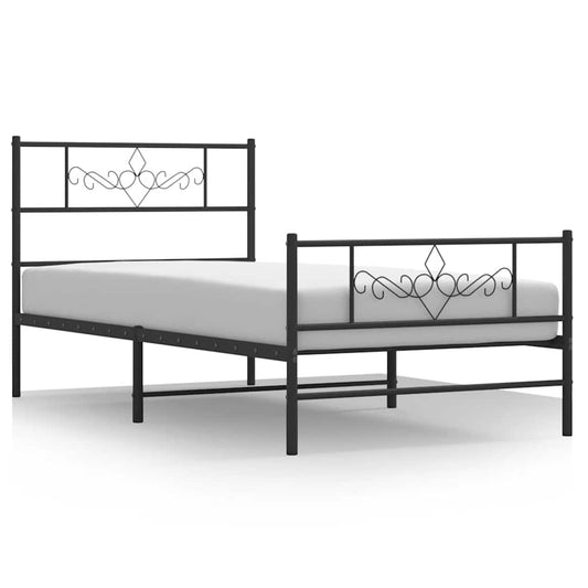 Bed Frame | Black | Powder-Coated Steel | Single | Rectangular | Modern