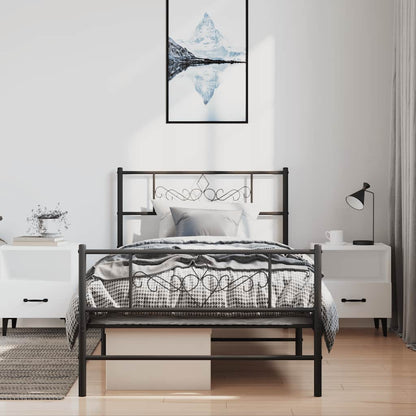 Bed Frame | Black | Powder-Coated Steel | Single | Rectangular | Modern
