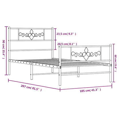 Bed Frame | Black | Powder-Coated Steel | Single | Rectangular | Modern