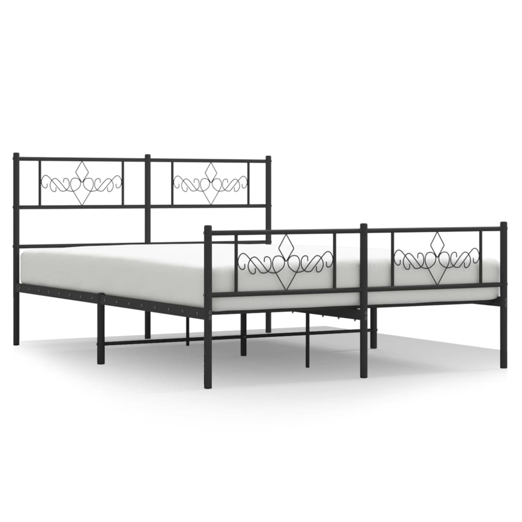 Metal Bed Frame without Mattress with Footboard Black 120x190cm