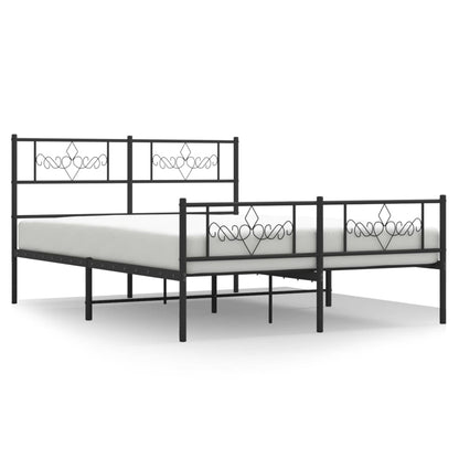 Metal Bed Frame without Mattress with Footboard Black 120x190cm