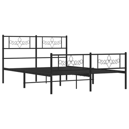 Metal Bed Frame without Mattress with Footboard Black 120x190cm