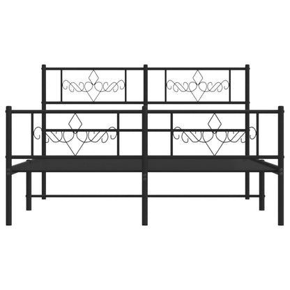Metal Bed Frame without Mattress with Footboard Black 120x190cm