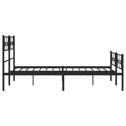 Metal Bed Frame without Mattress with Footboard Black 120x190cm