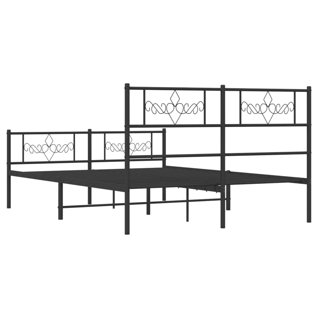 Metal Bed Frame without Mattress with Footboard Black 120x190cm