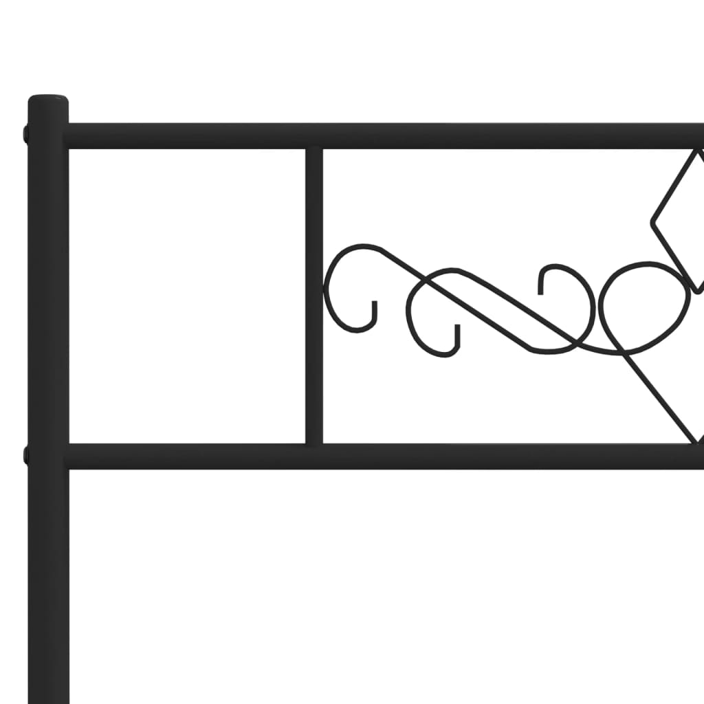 Metal Bed Frame without Mattress with Footboard Black 120x190cm