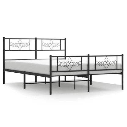 Metal Bed Frame without Mattress with Footboard Black 135x190cm