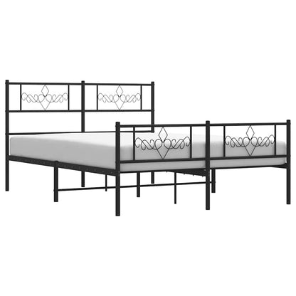 Metal Bed Frame without Mattress with Footboard Black 135x190cm