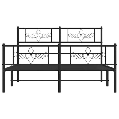 Metal Bed Frame without Mattress with Footboard Black 135x190cm