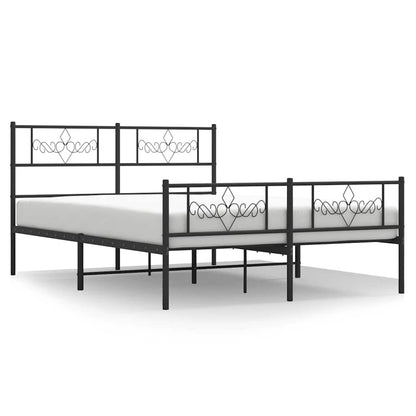 Metal Bed Frame without Mattress with Footboard Black 150x200cm