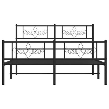Metal Bed Frame without Mattress with Footboard Black 150x200cm