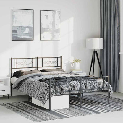 Metal Bed Frame without Mattress with Footboard Black 150x200cm