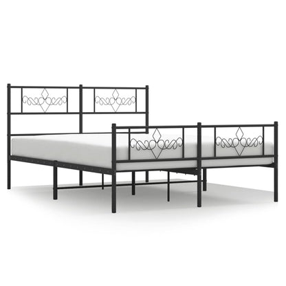 Metal Bed Frame without Mattress with Footboard Black 160x200cm