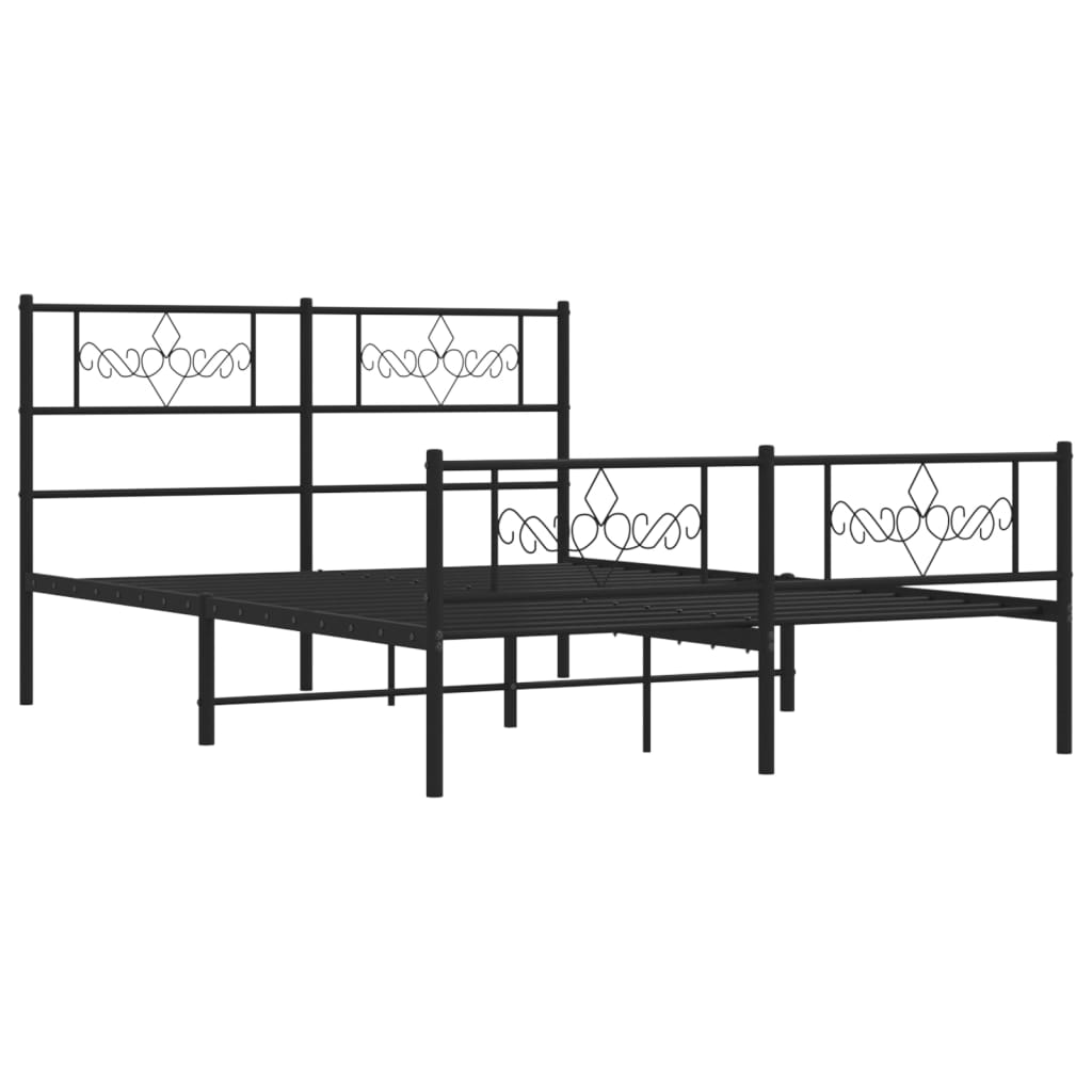 Metal Bed Frame without Mattress with Footboard Black 160x200cm