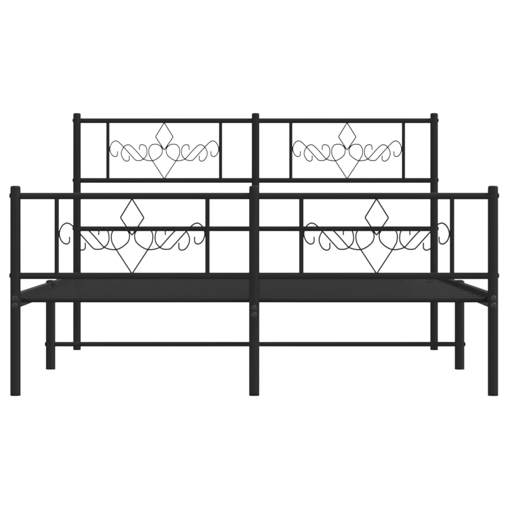Metal Bed Frame without Mattress with Footboard Black 160x200cm
