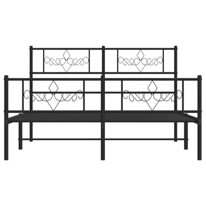 Metal Bed Frame without Mattress with Footboard Black 160x200cm
