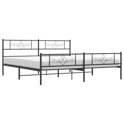 Metal Bed Frame without Mattress with Footboard Black 180x200cm