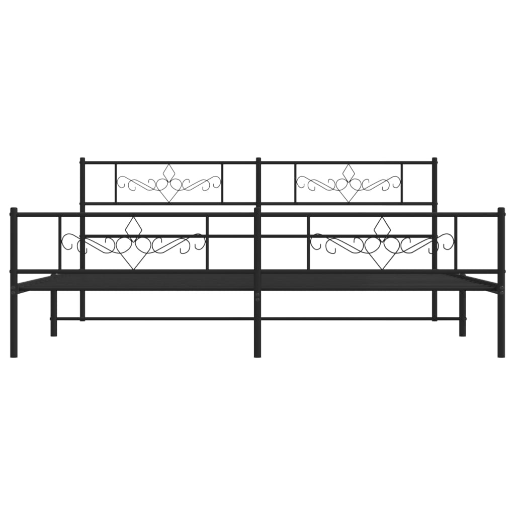Metal Bed Frame without Mattress with Footboard Black 180x200cm