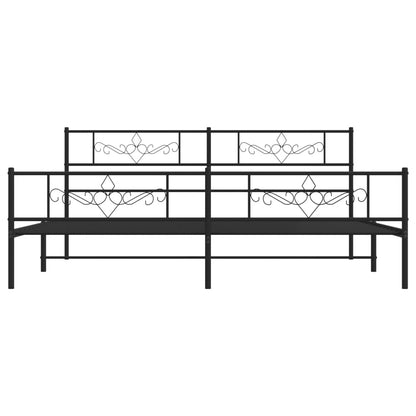 Metal Bed Frame without Mattress with Footboard Black 180x200cm