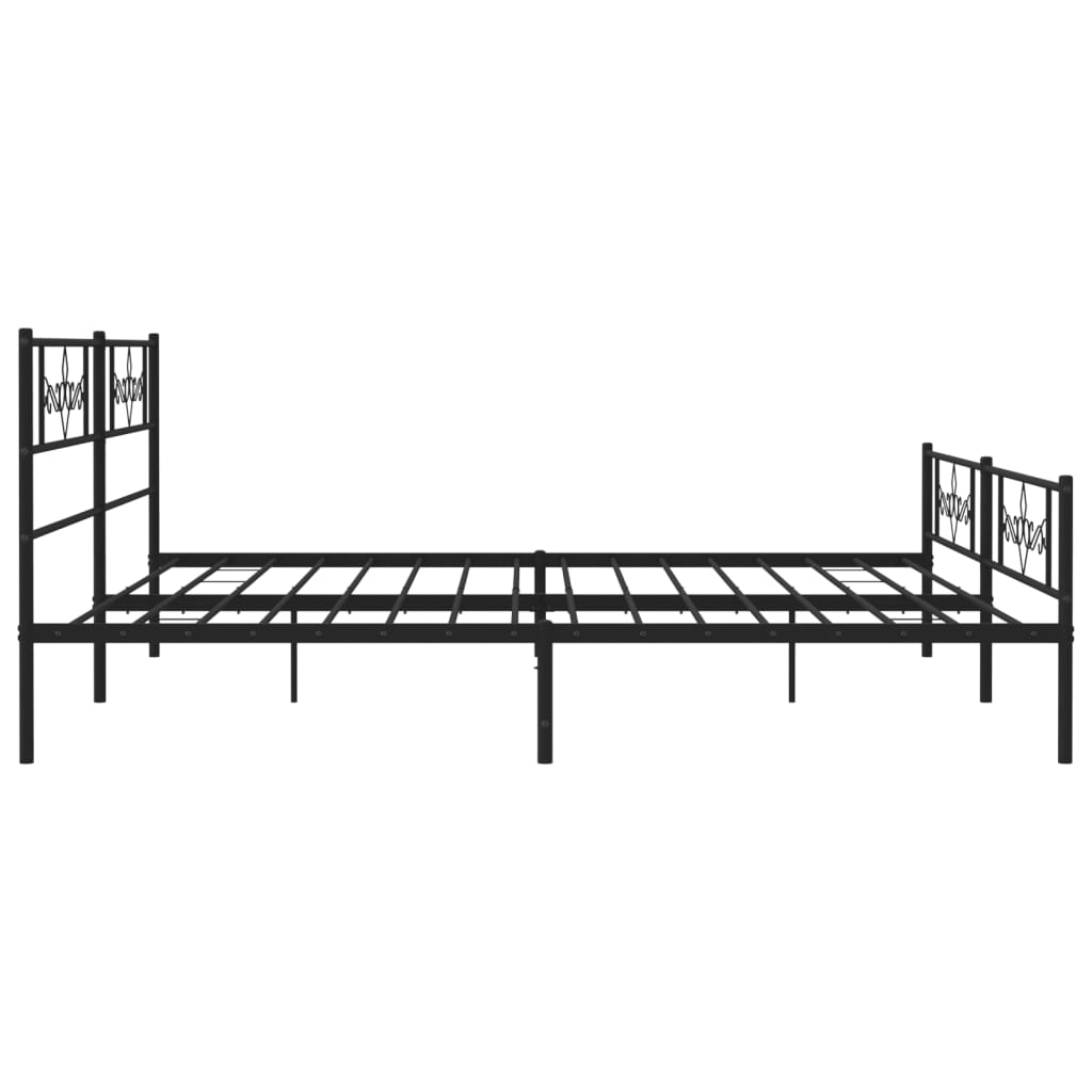 Metal Bed Frame without Mattress with Footboard Black 180x200cm