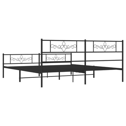 Metal Bed Frame without Mattress with Footboard Black 180x200cm