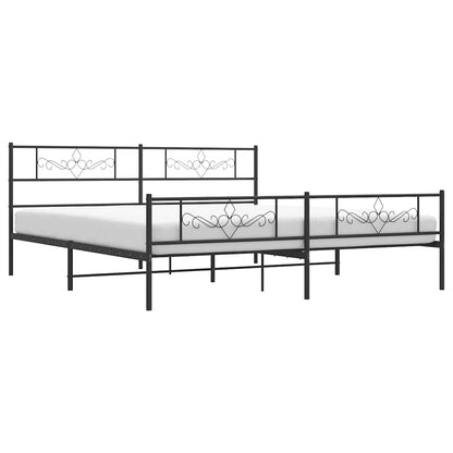 Metal Bed Frame without Mattress with Footboard Black 193x203cm