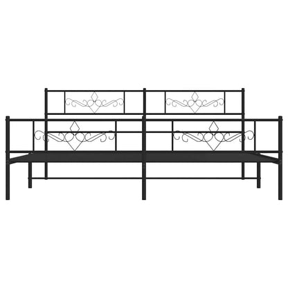 Metal Bed Frame without Mattress with Footboard Black 193x203cm