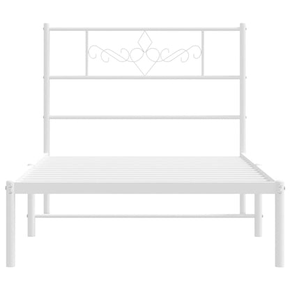 Metal Bed Frame without Mattress with Headboard White 90x200cm