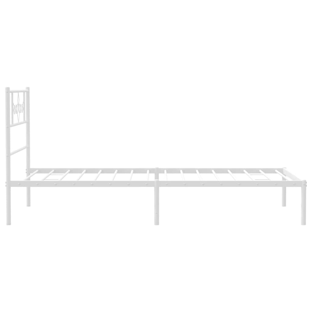 Metal Bed Frame without Mattress with Headboard White 90x200cm