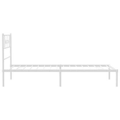 Metal Bed Frame without Mattress with Headboard White 90x200cm