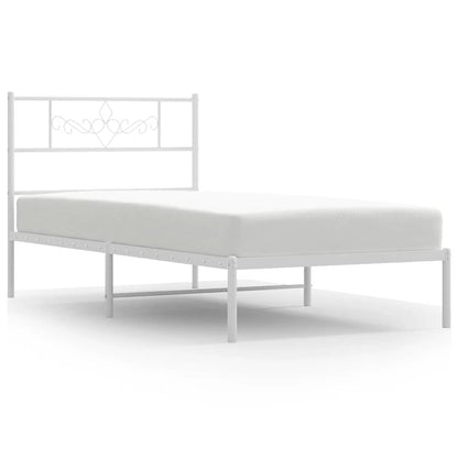 Metal Bed Frame without Mattress with Headboard White 100x200cm