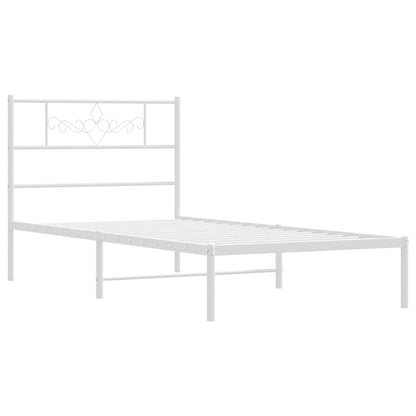 Metal Bed Frame without Mattress with Headboard White 100x200cm