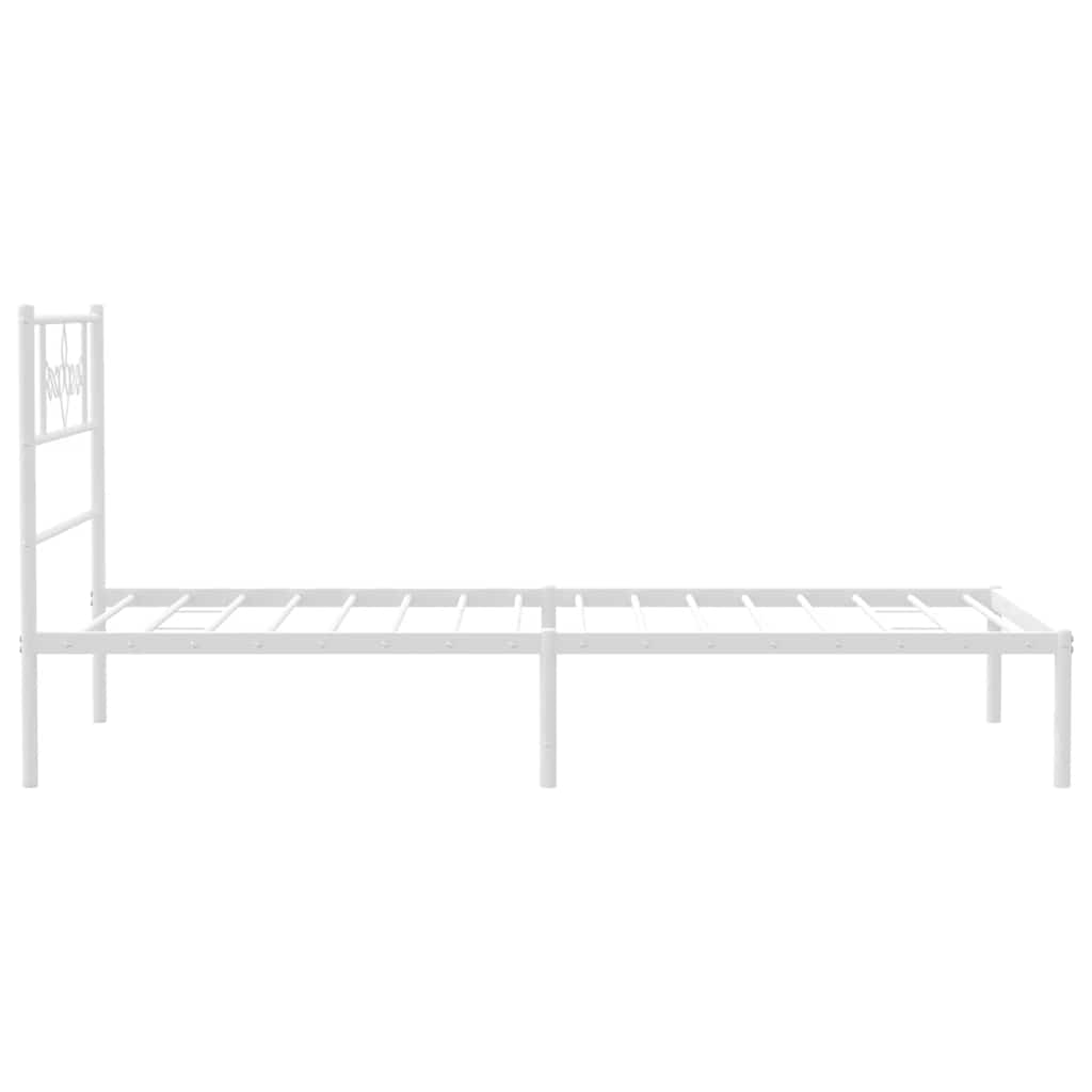 Metal Bed Frame without Mattress with Headboard White 100x200cm