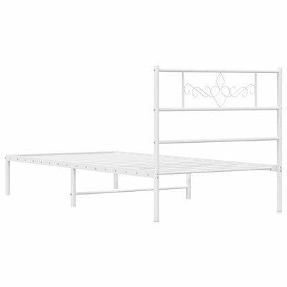 Metal Bed Frame without Mattress with Headboard White 100x200cm